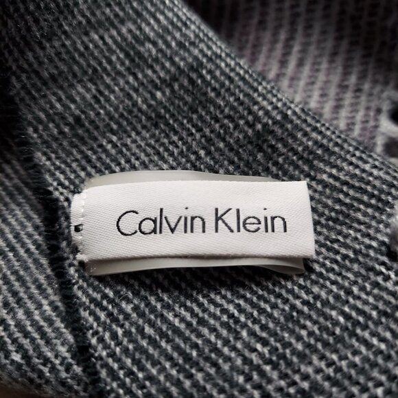 Calvin Klein Gray Striped Fringe Blanket Scarf - Picture 7 of 7